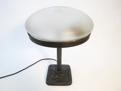 Bronze Brass  Pearl Matte Glass  Table Lamp 1930