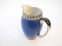 Blue Pitcher with Black & White Checkered pattern