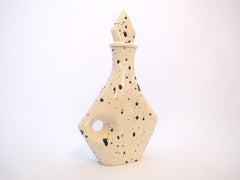 Ceramic Decanter Unique Design  off-white with black drops