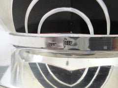 Centerpiece Karl Palda    Black Enamel Etched Crystal bowl with Sterling Silver Base  1930's