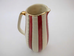 Burgundy & Cream Stripes with Gold Rim Pitcher/Vase H.J.WOOD England