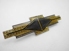 Purple & Gold Tone Enamel Brooch