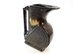 Rare Stylish Art Deco Jug "Faïenceries de Thulin" Belgium 1930s. Color Drip Glaze Technique. Chestnut brown, black and beige.