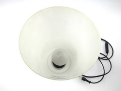 Sleek, contemporary designed dimmable desk Lamp 1960s. Matte white Lampshade with E27  fitting. Chrome Metal Base.